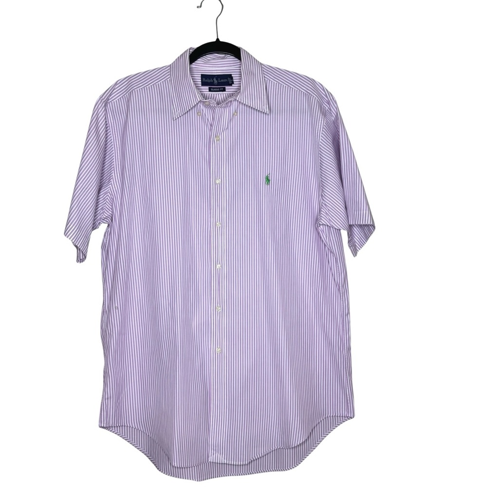 Polo Ralph Lauren Classic Fit Purple & White Stripe Buttondown‎ Shirt Mens Sz M